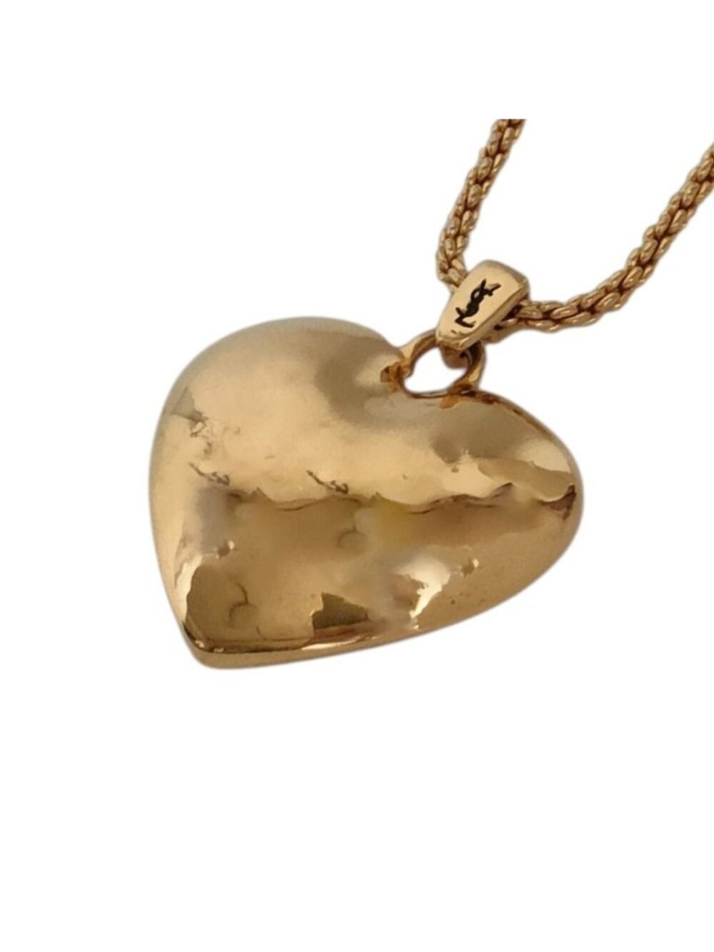 Saint Laurent Vintage Heart Motif Chain Pendant Gold Colored
